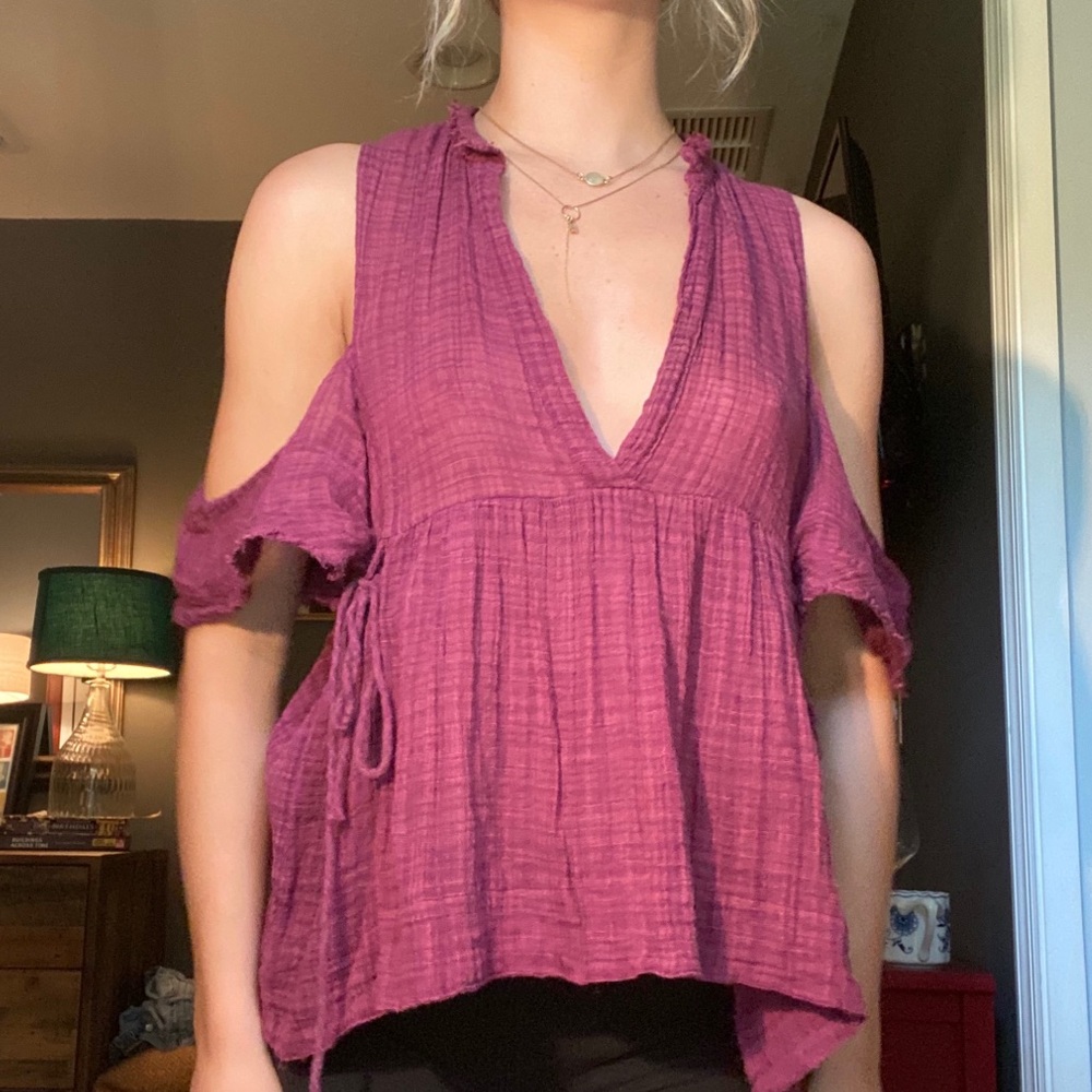 Free People Purple Off Shoulder Top